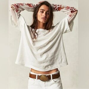 Free People Embroidered T Shirt